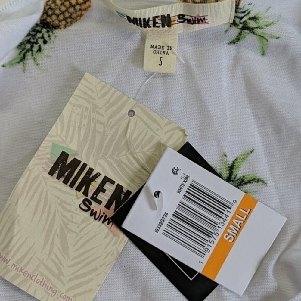 Miken Pineapple Swimsuit Cover-Up Dress White Juniors Size Small NEW - Picture 9 of 9
